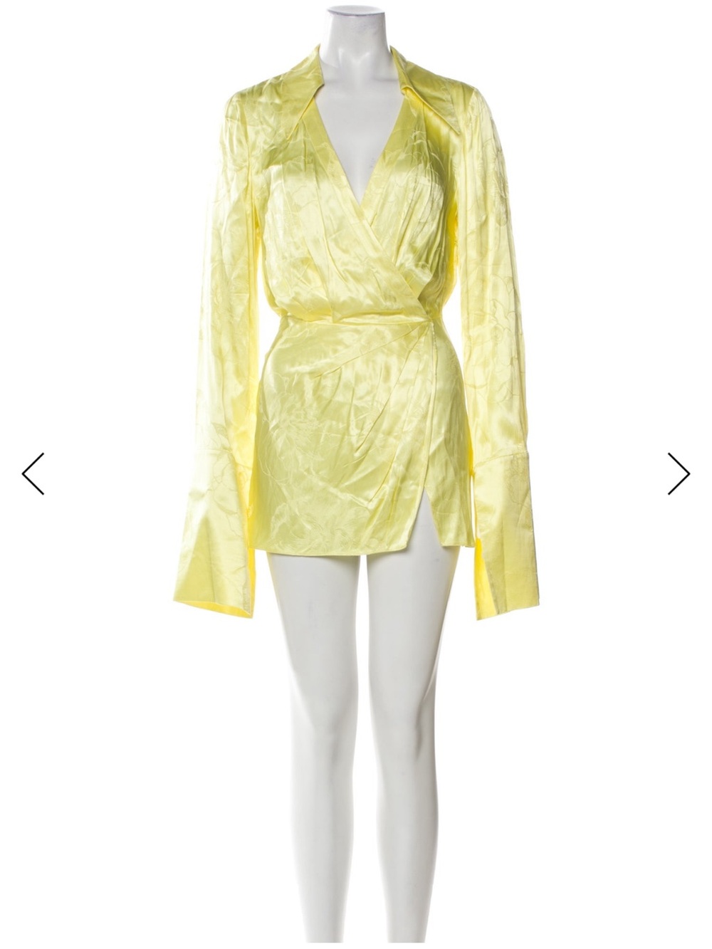 Rat & Boa Pale Yellow Long Sleeve Wrap Mini Dress